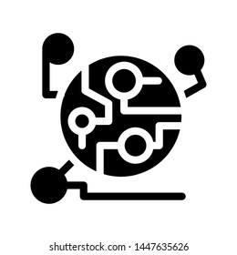 Circuit icon vector design template logo , cpu chip system 

phone , outline solid background white