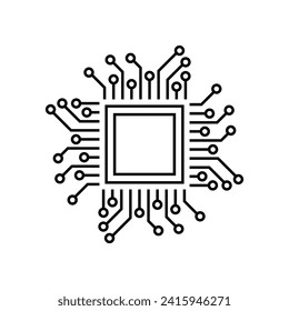 Circuit icon vector illustration logo template. Processor line logo icon. Processor circuit vector