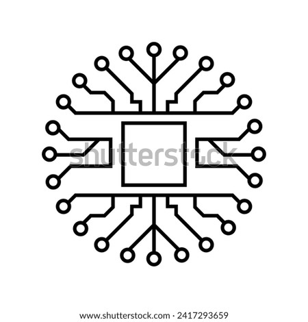 Circuit icon vector illustration logo template. Processor line logo icon. Processor circuit vector