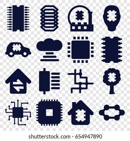 Circuit icons set. set of 16 circuit filled icons such as home connection, cpu, electric circuit, cpu, cloud connection