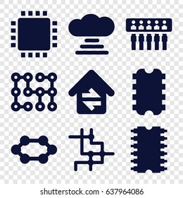 Circuit icons set. set of 9 circuit filled icons such as home connection, cpu, electric circuit, cpu, cloud connection
