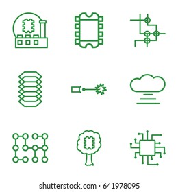 Circuit icons set. set of 9 circuit outline icons such as electric circuit, cpu in tree, cpu, cloud connection