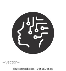 circuito inteligente robot icon, cerebro artificial, concepto de ia, tecnología inteligente del futuro, tecnología de la máquina, símbolo plano sobre fondo blanco - Ilustración vectorial