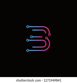 Circuit letter B icon template, vector logo technology for business corporate, elements, illustrations