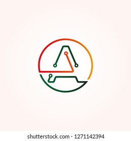 Circuit letter A icon template, vector logo technology for business corp[orate, elements, illustrations