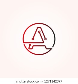 Circuit letter A icon template, vector logo technology for business corp[orate, elements, illustrations