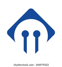 circuit letter m logo vector.