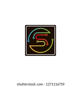 Circuit letter S icon template, vector logo technology for business enterprises, elements, illustrations