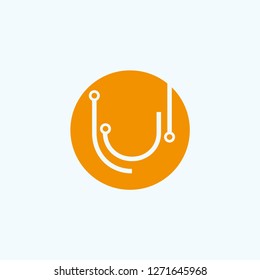 Circuit letter U icon template, vector logo technology for business corporate, elements, illustrations
