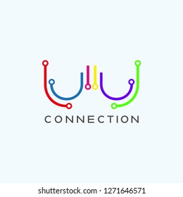 Circuit letter W icon template, vector logo technology for business corporate, elements, illustrations