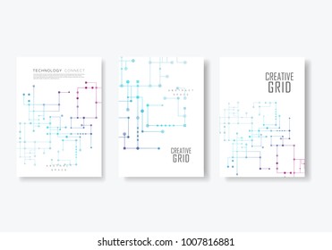 Circuit line background, connected dots and lines. Vector abstract design.