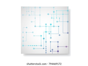 Circuit line background, connected dots and lines. Vector abstract design.