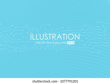 Circuit line and bend grid line on back side, Technology abstract, Sci-Fi and engineering concept, Vector illustration background, Backdrop, wallpaper, template.