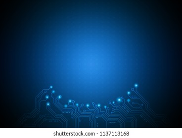 Circuit line in blue tone with technology abstract concept, Vector illustration background.