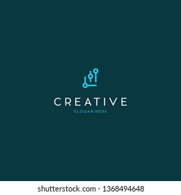 Circuit Line Media Tech Creative Logo Design