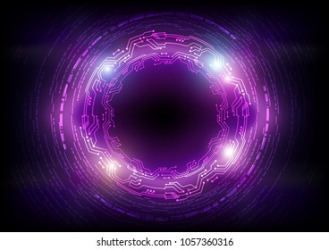 Circuit line and on hexagonal pattern, Technology abstract, Sci-Fi and engineering concept, Vector illustration background, Backdrop, wallpaper, template.