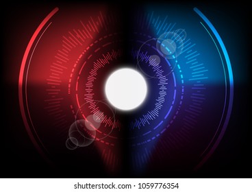 Circuit line with ray set on red-blue mesh, Technology abstract, Sci-Fi and engineering concept, Vector illustration background, Backdrop, wallpaper, template.