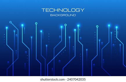 circuit line technology digital growth on blue background. data cyber innovation line and dot wallpaper. vector illustration hi-tech concept.