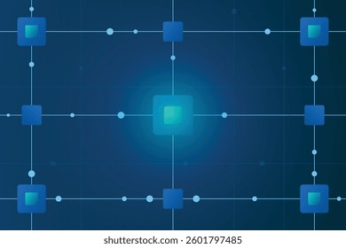 Circuit line technology digital on a blue background. Internet network connection, cyber nano information. Abstract electronic transfer data communication backdrop.