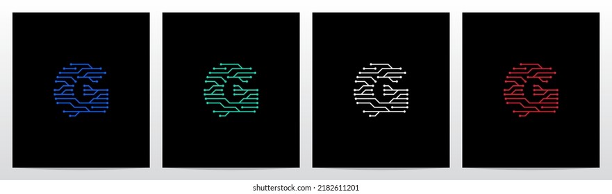 Circuit Lines Nodes Forming Letter Logo Design G