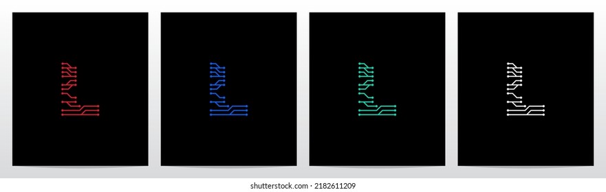 Circuit Lines Nodes Forming Letter Logo Design L