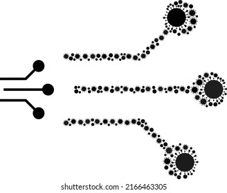 Circuit links mosaic icon. Vector mosaic composed of scattered bacilla elements. Infection mosaic circuit links icon. Circuit links mosaic for medical images.