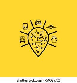 circuit location line vector icon