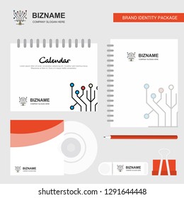 Circuit Logo, Calendar Template, CD Cover, Diary and USB Brand Stationary Package Design Vector Template