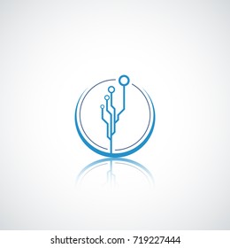 Circuit logo. Communication element. Technology sign.