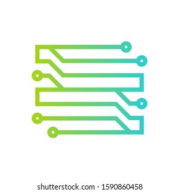 Circuit logo design vector template, Circular logo icon, Link icon with dot, Circuit element, Creative design, Icon Technology