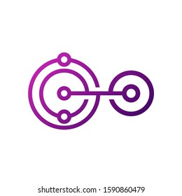 Circuit logo design vector template, Circular logo icon, Link icon with dot, Circuit element, Creative design, Icon Technology