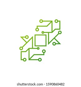 Circuit logo design vector template, Circular logo icon, Link icon with dot, Circuit element, Creative design, Icon Technology
