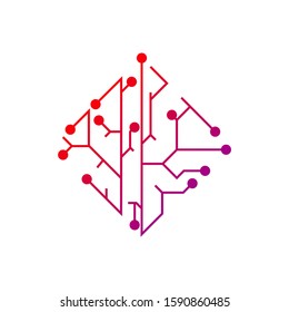 Circuit logo design vector template, Circular logo icon, Link icon with dot, Circuit element, Creative design, Icon Technology