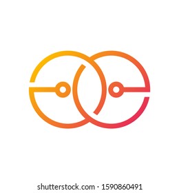 Circuit logo design vector template, Circular logo icon, Link icon with dot, Circuit element, Creative design, Icon Technology