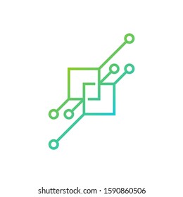 Circuit logo design vector template, Circular logo icon, Link icon with dot, Circuit element, Creative design, Icon Technology