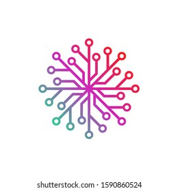 Circuit logo design vector template, Circular logo icon, Link icon with dot, Circuit element, Creative design, Icon Technology