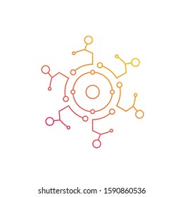 Circuit logo design vector template, Circular logo icon, Link icon with dot, Circuit element, Creative design, Icon Technology