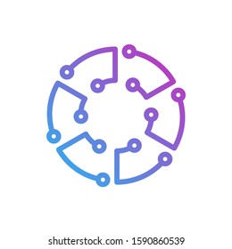 Circuit logo design vector template, Circular logo icon, Link icon with dot, Circuit element, Creative design, Icon Technology