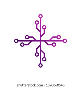 Circuit logo design vector template, Circular logo icon, Link icon with dot, Circuit element, Creative design, Icon Technology