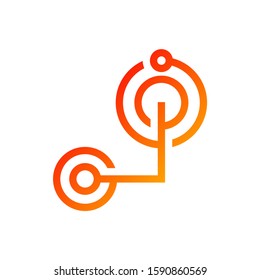Circuit logo design vector template, Circular logo icon, Link icon with dot, Circuit element, Creative design, Icon Technology