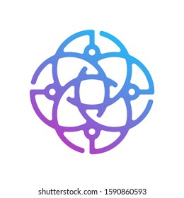 Circuit logo design vector template, Circular logo icon, Link icon with dot, Circuit element, Creative design, Icon Technology