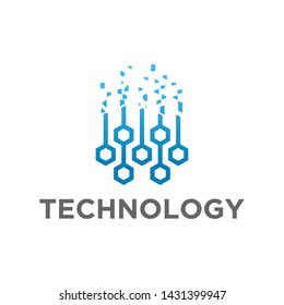 Circuit logo with dispersion effect for technology modern