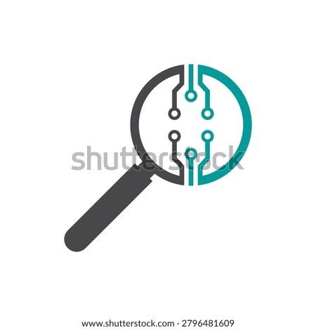 circuit logo technology design. technology concept with magnify logo design 