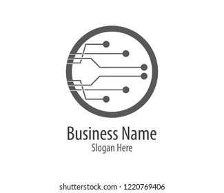 Circuit logo template vector icon illustration