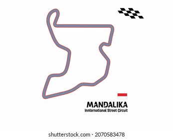 Circuit Mandalika-Lombok island, Indonesia circuit. Vector illustration of an race track