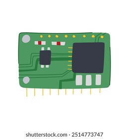 circuit microcontroller cartoon. technology electronic, computer semiconductor, processor microchip circuit microcontroller sign. isolated symbol vector illustration