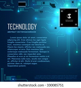 Circuit motherboard vector illustration with text block