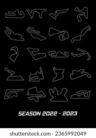 circuit for motorsport and auto sport. Calendar season 2022 - 2023. Race tracks, 