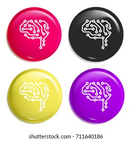 Circuit multi color glossy badge icon set. Realistic shiny badge icon or logo mockup