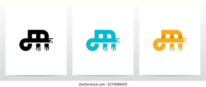 Circuit Paint Lines Letter Logo Design M